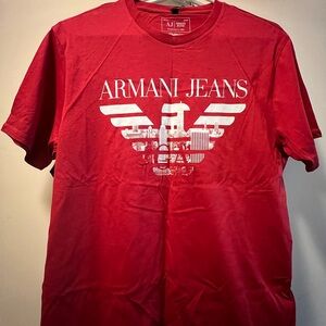 Armani Jeans Graphic T-Shirt – Red – Size L – New With Tags – $110 Retail